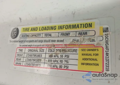 2019 Chevrolet Express 2500 Work Van from USA, damaged, VIN 1GCWGAF14K1372319